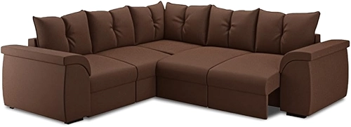 Sofá de Canto 5 Lugares com Retrátil Qatar Suede Marrom