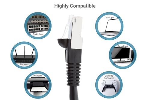 Cable Ethernet Cat6 Blindado 15 ft Negro RJ45 miniatura 7