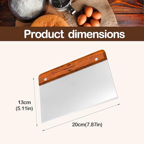 Miniatura 2 de Midgreyeye Acero Inoxidable 420 Cortador De Masa Grande Con Mango Rasqueta Cocina, Dough Scraper, Espátula De Masa, Rasqueta Panadero, Para Tartas, Pizza, Cortador Masa 20 X 13 Cm