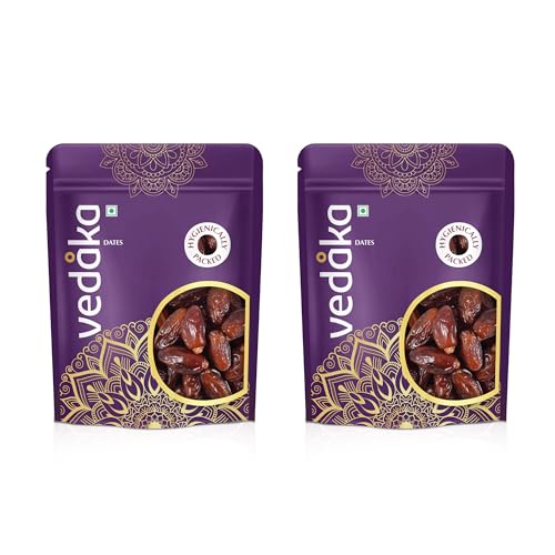 Image of Amazon Brand - Vedaka Fresh Dates | 1 Kg | Khajur Dry Fruit | Naturally Dried | Healthy Snack | No Added Preservatives Or Additives | Hygienically Packed | Pack Of 2, Each 500 G