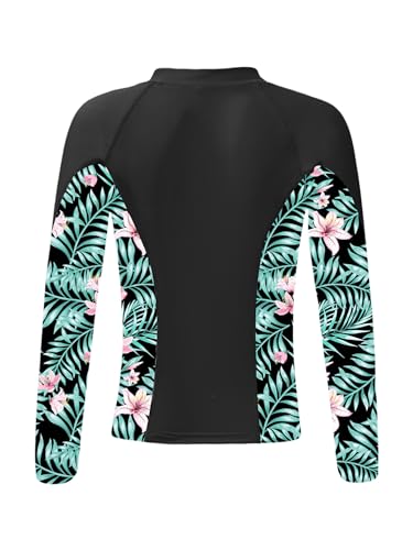 Hedmy Girls Three Pieces Rash Guard Set with Zip-up Swim Top with Bikini Tops and Swim Shorts Set Summer Beachwear4