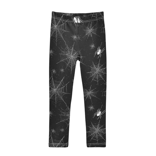 Vdsrup Girls Leggings Halloween Spider Web Black Kids Length Leggings Pants Toddler Athletic Soft Tights Trousers 4T