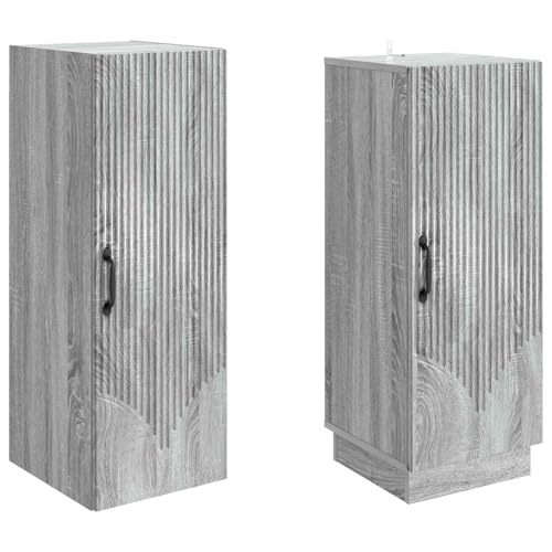 Armario moderno para salón con 4 compartimentos de madera gris Sonoma 5