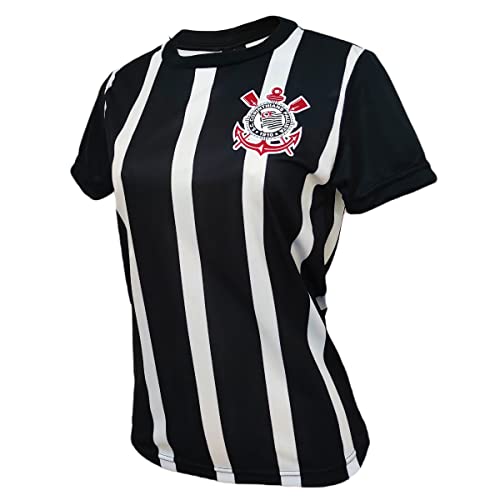 Camisa Corinthians Baby Look Retro Democracia - Feminina Tamanho:P;Cor:Preto/Branco