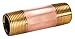 Nipple, 1/2 x 2 in L, Red Brass