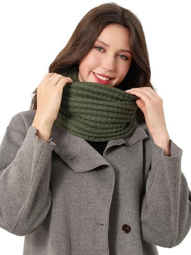 DonDon Schal Damen Winter Winterschal Strickschal Loop Schal Schlauchschal - Olivgrün