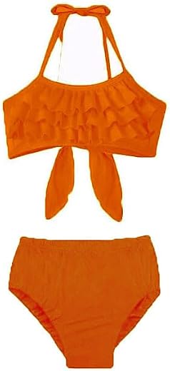 HIBA CREATIONS Baby Girl Kids Swimwear Set Bikini with Panty Mustard Orange Colour