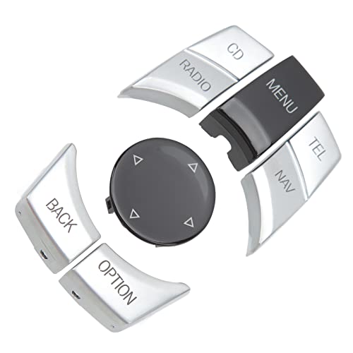 GOTOTOP Center Console Multimedia Control Button Knob Kit, ABS Material, Stylish Multimedia Button Cover Trim, Compatible with E Chassis (Electroplated Silver)