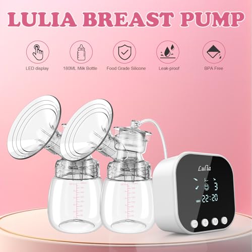 Lulia Double Electric Breast Pump, Breastfeeding Pump 4 Modes & 9 Levels, Low Noise, Anti-Backflow & LED Display, BPA Free, Portable Breast Pumps with 24mm Flange - Image 3