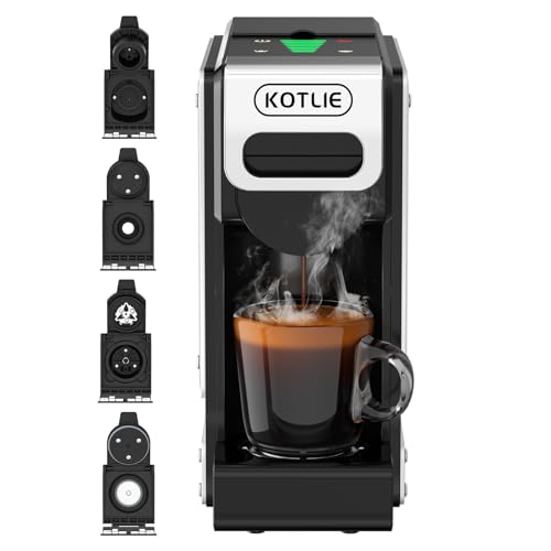 Image of KOTLIE 4-in-1 Espresso Capsule Coffee Machine, Single Serve Coffee Maker for K*cup/Nes/DG/Ground Coffee, 19Bar, 1L,ST-550(silver)