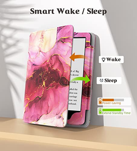 Image of MoKo Case for 7 inch /6.8 inch Kindle Paperwhite(12th /11th Generation-2024 /2021) and Kindle Colorsoft Signature Edition, Slim PU Shell Cover Case with Auto-Wake /Sleep for Kindle Paperwhite 2024, Rose Purple