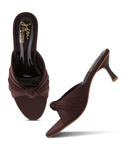 Image of JM LOOKS Women Elegant Knot Front Kitten Heel Sandals Stylish Slip On Low Block Dress Mules