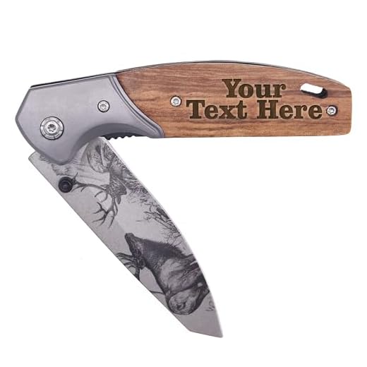 Custom Engraved Folding Pocket Knife with Elk Blade - Personalized Hunting Fishing Gift for Dad, Men, Him, Husband - Customized with Name (Elk - Custom Personalized)