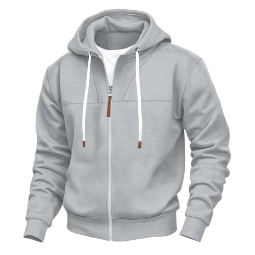 Mens Full Zip Hoodies Fashion Fleece Drawstring Hooded Sweatshirts Jackets - image 4