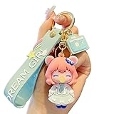 Llavero Kawaii lindo de dibujos animados rosa llavero bolsa colgante mochila decoración coche llavero para niña mujer, Talla única