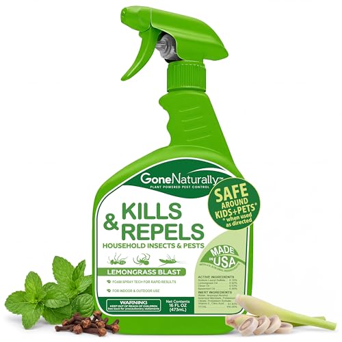 Lemongrass Oil Spray for Bugs Insect Repellent & Bug Spray for Home Kills & Repels Ants Roaches Spiders Flies Mosquitoes & More Safe for Kids & Pets Indoor & Outdoor Use (16oz)