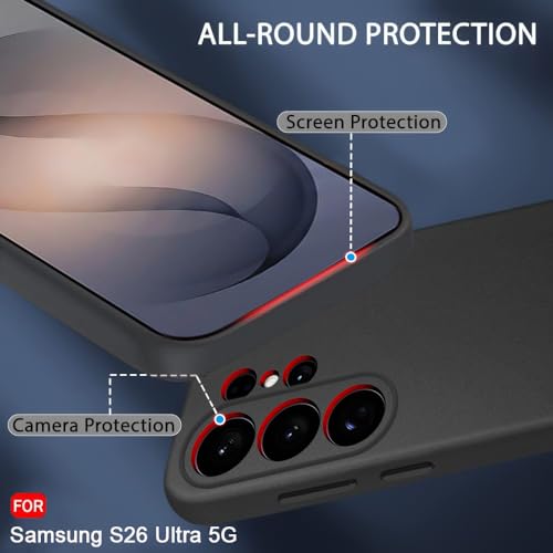 Image of TheGiftKart Sleek Back Cover Case for Samsung Galaxy S26 Ultra 5G | Slim Fit Protective Design | Ultra Matte Finish | Camera Protection Bump | Soft Silicon Back Cover Case (Silicone, Black)