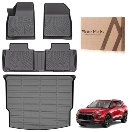 Image of TPE Automotive Floor Mats & Cargo Liner Custom for 2019-2026 Chevrolet(Chevy) Blazer, All Weather Cover Protection Waterproof Black Floor Liner Front & Rear Row Full Set Car Mats, 4PCS