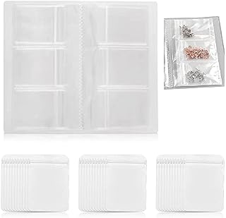 Jewelry Storage Book with 100 Pcs Zipper Lock Bag, MaehSab Anti Oxidation Transparent Jewelry Organizer Book Album, Portable Jewelry Display Book, Holder Book for Earring, Necklace, Rings