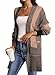 Astylish Chunky Cardigan Sweaters for Women Oversized Casual Fall Fashion Business Work Color Block Long Sleeve Open Front Outwear with Pockets Black Large
