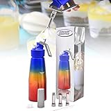  Sifón de Nata Crema Profesional, Sifon de Cocina Dispensador de crema batida de aluminio premium, Sifón de Nata con 3 Boquillas de Acero Inoxidable, Dispensador de Crema Fresca