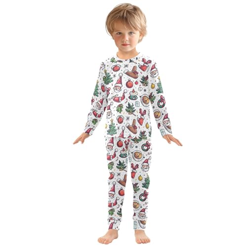 Fustylead Merry Christmas Cartoon Decorating Cotton Pajama Sets 2 Piece PJ Top and Bottom Nightwear Set3
