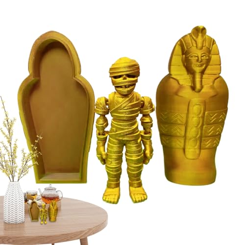 Generico Giocattolo Mummia | Figurina Mummia | Scultura 3D con Giunti Mobili e Sarcofago Decorativo per Display Scrivanie Decorazioni Domestiche e Feste