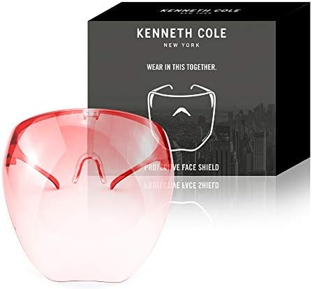 Kenneth Cole Goggle-Style Face Shield with 180° Safety Coverage: Anti-Fog Glasses and Clear Face Visor Integrated in One Design - Unisex Fashion Protective Wear for Men, Women (Red)