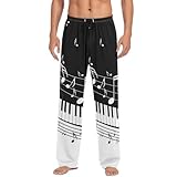 Pfrewn Men's Pajama Pants Art Piano Keys Musical Notes Lounge Pants Super Soft Pajama Bottoms with Pockets,L