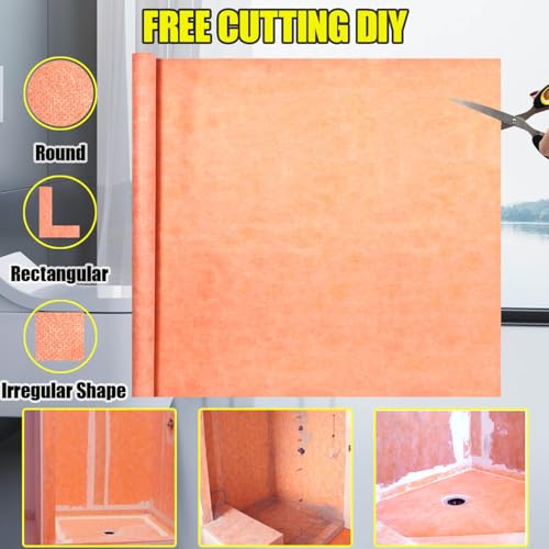 Waterproof Membrane for Shower 3.8 ft x 87 ft / 324 Square Feet Waterproofing Shower Membrane 25.6mil Thickness Waterproof for Sauna Bathroom Walls Tile Underlayment 324 sqft Polyethylene Fabric Roll - Image 5