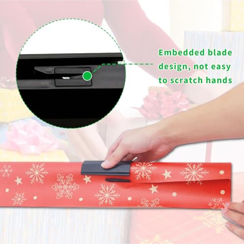 LANGNIDORIS Geschenkpapierschneider, (2Rollen&6Klingen), Geschenkpapier Schneider für Rollen, Wrap Slice für Rollen, Geschenkpapier Cutter für Weihnachtlicher, Halloween, Valentinstag Geschenkpapier