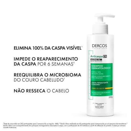 Vichy, Dercos Shampoo Anticaspa Intensivo para Cabelos Secos, 300ml