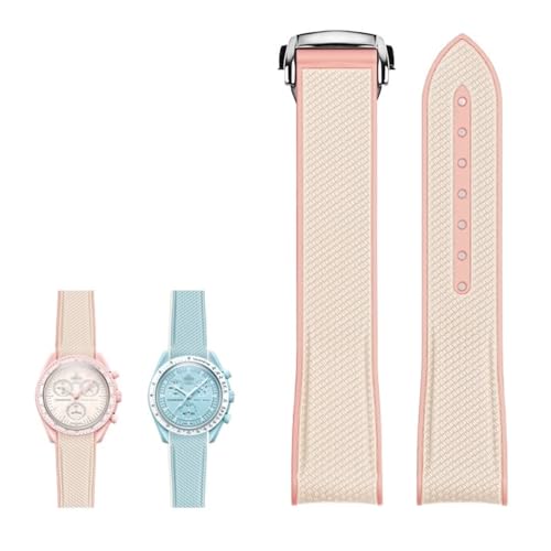 Bracelet montre 20mm silicone à bout incurvé pour Moonswatch