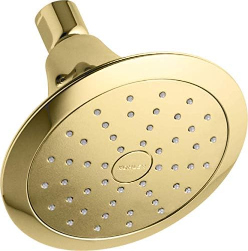 KOHLER 10327-G-PB Forte Single-Function Shower Head, Showerhead with 5.5" Sprayface and Powerful Spray, 1.75 GPM, Vibrant Polished Brass