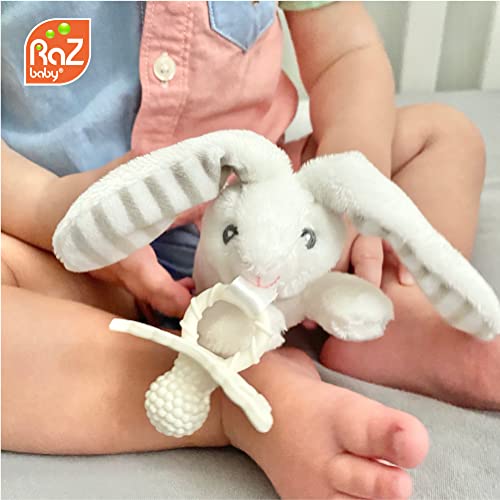 Razbaby Razberry Teether, Holder W/Detachable Baby Teething Toy, Textured Berrybumps Soothe Sore Gums, Machine Washable Stuffed Animal Razbuddy, All Ages 0M+, Easy To Hold Or Hands-Free – Sloth/Tan #TOP6