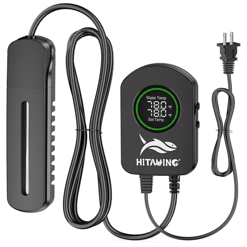 HiTauing Aquarium Heater, 100W/200W/300W/500W Fish Tank Heater with Upgraded LED Large Display, Up/Down Control Buttons and Intelligent Leaving Water Automatic Power-Off for Saltwater and Freshwater