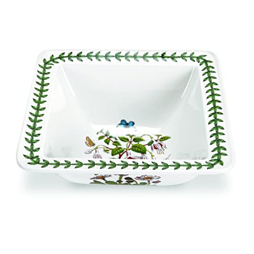 Portmeirion Botanic Garden Square Salad Bowl | 8.5 Inch Serving Bowl With Assorted Floral Motifs | Made From Porcelain | Microwave And Dishwasher Safe #TOP6