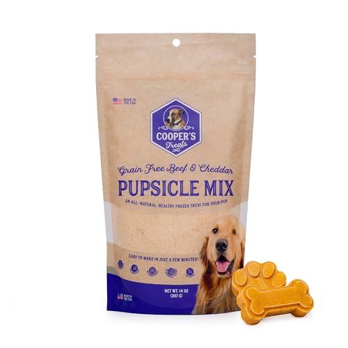 Cooper's Treats Pupsicle Mix - Dog Ice Cream Mix - Make Your Own Frozen Dog Treats - 14oz Grain Free Beef and Cheddar - Pupsicle Refills, Pup Ice Cream, Pupicle