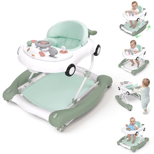 Image of Baby Walker, 5-in-1 Baby Walker for Boys and Girls with Bouncer, Removable Footrest, Music, Foldable & Adjustable Speed Wheels Activity Walker for 6-18 Months Toddler Infant(Mint)