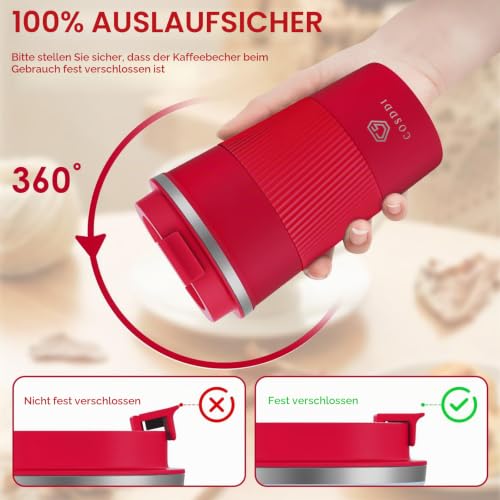 CS COSDDI Thermobecher- Isolierbecher, Edelstahl Travel Mug, 18oz/510ml Vakuum auslaufsicher Reisebecher mit Deckel, Autobecher… – Ansicht 3