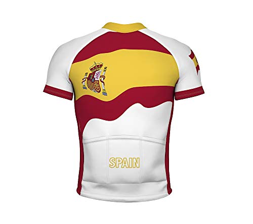 ScudoPro Spain Emblem Full Zipper Bike Short Sleeve Cycling Jersey for Men - Size XL Multicolored