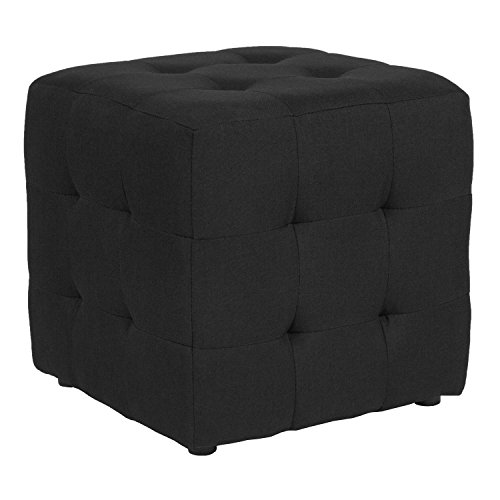 Flash Furniture Avendale Tufted Upholstered Ottoman Pouf in Black Fabric