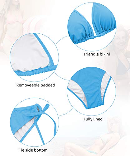 Image of Century Star Women Cute String Triangle Bikini Sets - Swimsuits Two-Piece Tie Side Adjustable Ties Halter Bathing Suit