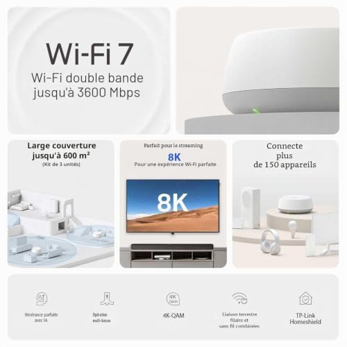 TP Link Deco BE22 V1 Système Wi Fi 2 routeurs maillage 1GbE Wi Fi 7 Bi bande - vue 9