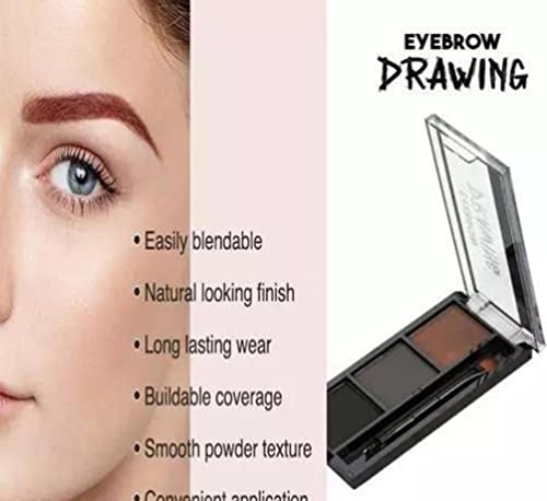Image of 3in1 Shade Brow Powder, 3Shades Eyebrow Palette with 1 Brush, Ultimate Brow Kit, Eyebrow Filler and Definer for Women, Non-Transfer (Dark Grey, Carbon Grey, Brownish Grey)