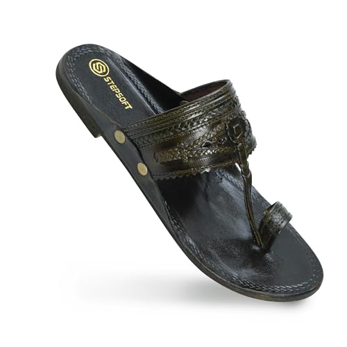 Image of Kolhapuri Chappal for Men Original, Pure Leather Handcrafted Traditional Kolhapuri Chappal for Man Formal Footwear for Weddings & Parties, Ethnic Wear & Daily Comfort