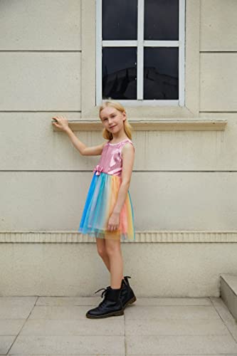 Jeskids Girls Sparkly Sequin Party Dress Twirl Tulle Frill Dress 10-11 Years Pink #TOP1