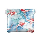 Portamonete con fiori di limone ad acquerello senza cerniera, portamonete per donne e uomini, dimensioni 10,9 x 9,4 cm, Pesce Koi colorato, Taglia unica, Pesce Koi colorato
