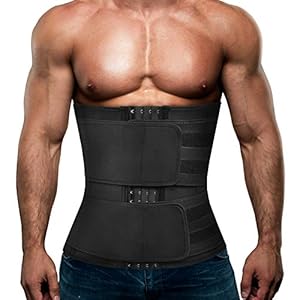 Hidyliu Mens Workout Waist Trainer Neoprene Corset Sauna Sweat Trimmer Cincher Slimming Belly with Belts