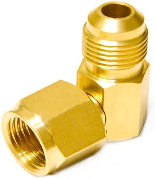 90 Elbow Connector for Olympian Wave Heaters, 90 Degree Propane Fitting Adapter Replacement for Low Pressure Olympian Wave Gas Fired Heaters, with 3/8" Female and Male Flare
